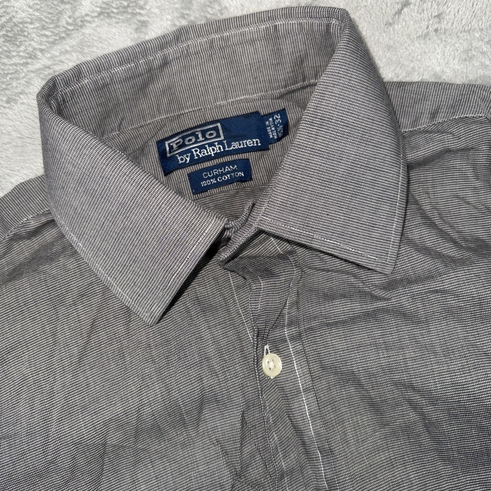 Polo Ralph Lauren‎ Shirt Mens Med 15.5 32 French Cuff Curham Black White Custom